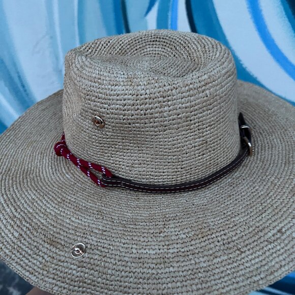 Miu Miu Straw Hat Women's Red Ribbon Detail Holiday Style Sun Hat - Picture 3 of 6